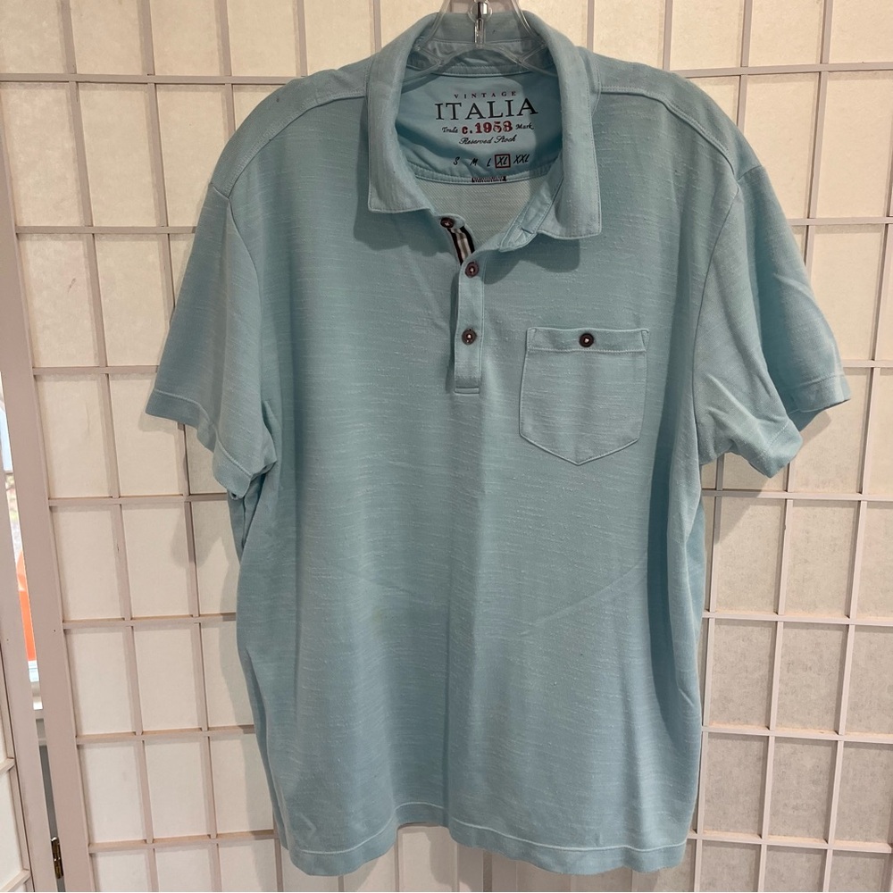 Vintage Italia Light Blue Men's Polo Shirt - EUC